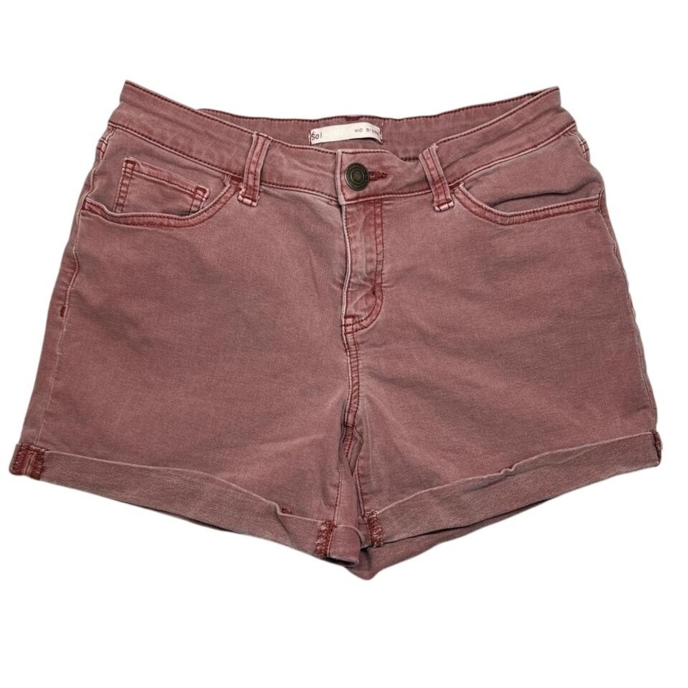 Midi‎ Shorts Women 9/29W Dusty Rose Pink Stretch Cuffed Denim Boho Summer Casual